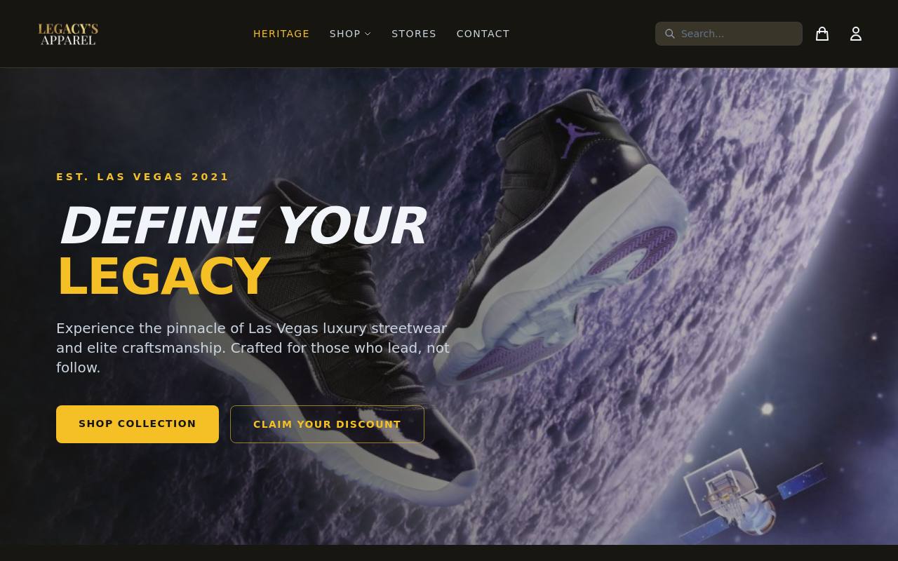 Legacy's Apparel website