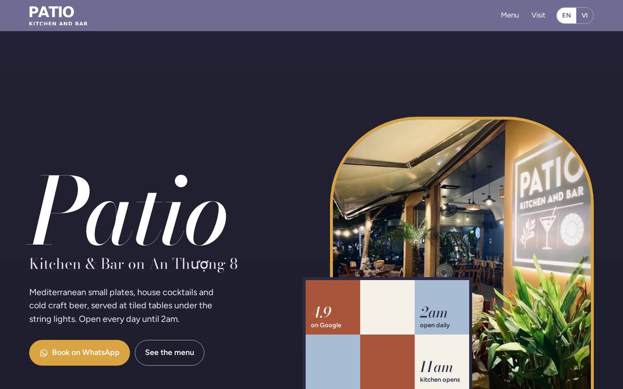 Patio Kitchen & Bar website built by Website Factory